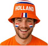 Bellatio Decorations Holland set de supporter - chapeau seau avec imprimé - orange - avec bâton de maquillage drapeau - Adultes - EK / WK / pays - Fans
