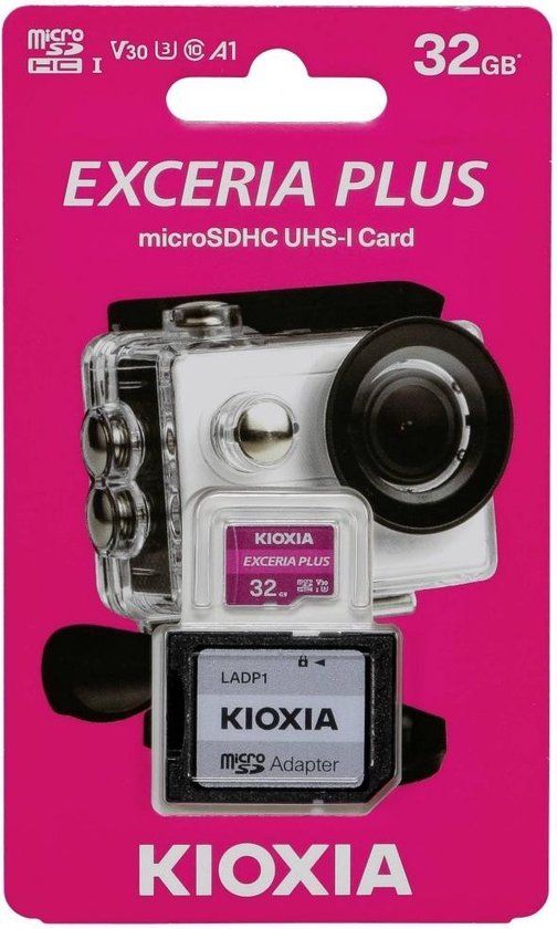Kioxia Exceria Plus 32GB Micro SD Memory Card with Adapter - Pink