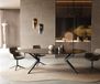 DELIFE Table à manger Edge Ovale 280x130 Verre relief fumé noir Design 3D Zenthara Métal noir biseauté