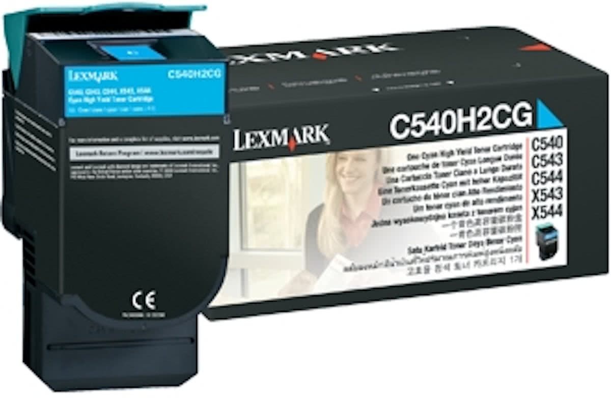Lexmark C540, C543, C544, X543, X544 tonercartridge cyaan high capacity 2.000 pagina's 1-pack