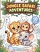 Jungle Safari Adventures: A Cute Kids Coloring Book with 50 Jungle Animals, Easy Color Guide, and Handwriting Practice Lines for Toddlers and Kids Ages 3-8