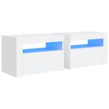 VidaXL Nachtkastjes 2 stuks LED 60x35x40 cm Wit