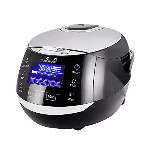Yum Asia Sakura rijstkoker - Zwart en Zilver - 8 kopjes, 1,5 liter - 6 programma's
