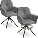 tectake® Lenia Draaifauteuil - Set van 2 - Antraciet/Zwart