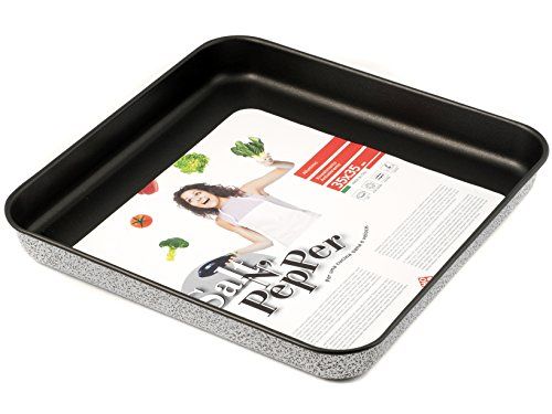 Home Salt Peper Pizzablek - Anti-aanbaklaag - 35 x 35 cm - Aluminium - Zwart/Grijs