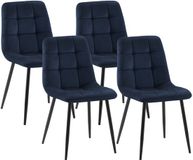 CLP Set van 4 Eetkamerstoelen Tilde - Gestoffeerd - Metalen Onderstel - Fluweel/blauw