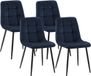 CLP Set van 4 Eetkamerstoelen Tilde - Gestoffeerd - Metalen Onderstel - Fluweel/blauw