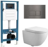 QeramiQ Dely Swirl Toiletset - Inbouwreservoir - Messing Geborsteld Bedieningsplaat