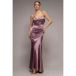Goddiva Robe en satin à dos bénitier femme