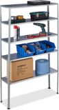 Relaxdays Stellingkast - Draaglast 250 kg - 5 etages - 185 x 100 x 30 cm - Staal - Verzinkt - Zilver