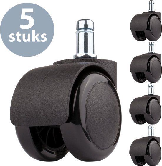 ForDig Bureaustoel wieltjes - Zwart - 5 stuks