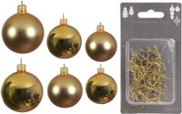 Decoris Kaemingk B.V. Groot pakket glazen kerstballen goud glans/mat 50x stuks - 4-6-8 cm incl haakjes