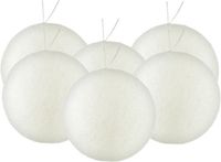 Gerimport Gerim Kerstballen - 6 stuks - wit - kunststof - glitters - D8 cm