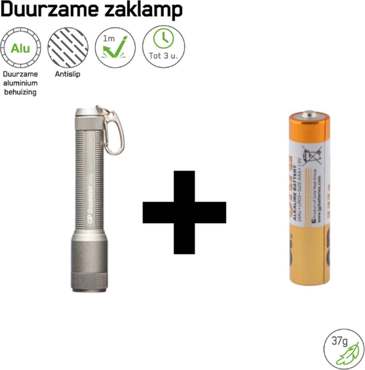 GP Batteries CK12 Zaklamp Grijs | 20 Lumen | Sleutelhanger