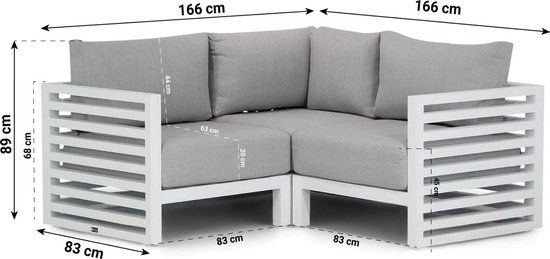 Santika Jaya Hoek Loungeset 3-delig - Wit - Aluminium - Met Kussens