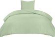 TRANKIELO® - Housse de couette en microfibre brossée 135x200 cm + Taie d'oreiller 80x80 cm - Sauge vert
