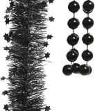 Kaemingk B.V. Guirlandes de Noël - guirlande de perles et guirlandes en aluminium - 3x pièces - noir