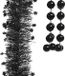 Kaemingk B.V. Guirlandes de Noël - guirlande de perles et guirlandes en aluminium - 3x pièces - noir