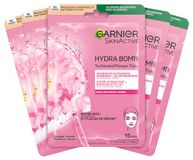 Garnier Doekmasker, gezichtsmasker voor de vale huid, glow-boostend en hydraterend, met hyaluronzuur en sakura, Hydra Bomb, 5 x 28 g