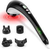 Merkloos Snailax Draadloos massageapparaat, percussie, handmassageapparaat met warmtefunctie en verwisselbare knopen, oplaadbaar met instelbare intensiteit, dieptemassageapparaat voor nek, rug, cadeau
