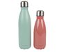 BIRAMBEAU Thermosfles, 2 stuks, 500 en 350 ml, roestvrij staal, herbruikbare drinkfles, koraal en groen