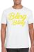 Bellatio Decorations T-shirt heren - bling - wit - geel glitter - carnaval/themafeest L