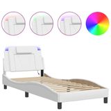VidaXL Bedframe "Viana" met LED, zonder matras, wit, 80x200 cm