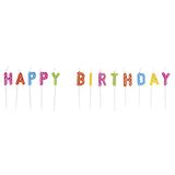 Rayher Kaarsensticks "Happy Birthday", taartdecoratie 1,5 x 7,7 cm, 13 kleurrijke letters kaarsen voor verjaardag