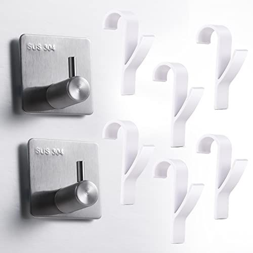Lifeanaa Ganci via Termoarredo Bagno - 6 pezzi Appendini via Termoarredo e 2 pezzi Ganci Adesivi per Asciugamani in Acciaio inoX.Ganci Portasciugamani Bagno/Gancio Adesivi per Asciugamani/Gancio Scaldasalviet