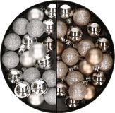 40x stuks kleine kunststof kerstballen champagne et argent 3 cm