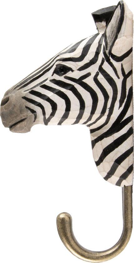 Wildlife Garden Zebra Coat Hook - Black/White - Wooden - 1 Hook