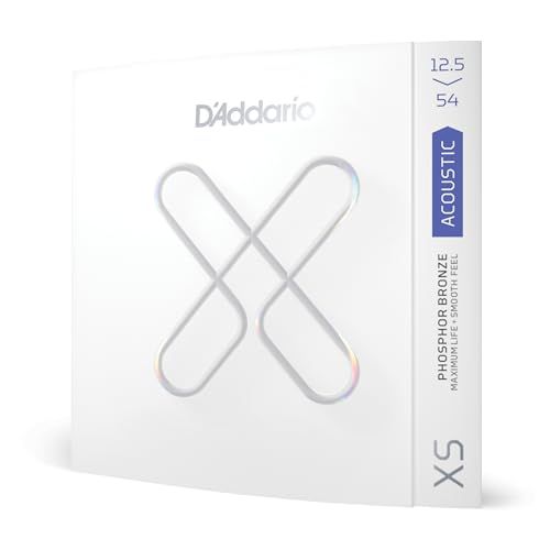 D'Addario XSAPB12554 XS Phosphor Bronze Coated Acoustic Guitar Strings - Light Plus 12.5-54