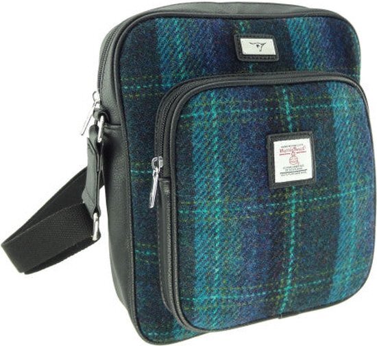 Reistas Tay Blauw met Turquoise - Compact - 27x23x9 - Harris Tweed - Glen Appin of Scotland