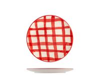 H&h Set van 6 kerstborden fruitborden check 20 cm