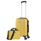 ITACA - 2-delige kofferset, harde schaal, 4 wielen, set cabinekoffer, ultralicht, duurzame koffer, cabinebagage van ABS-materiaal, vergrendeling TSA 771150B, geel