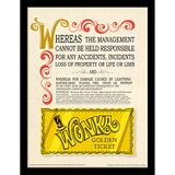 Pyramid International Willy Wonka & The Chocolate Factory ingelijste print (Golden Ticket Design) 30cm x 40cm - Officiële Merchandise