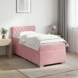 vidaXL Boxspringbed met matras en hoofdeinde, roze, 80 x 200 cm, fluweel