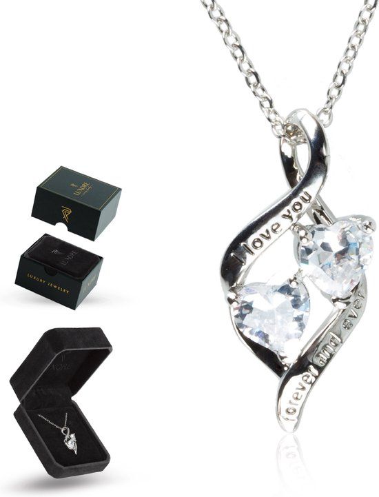 Luxore "I love you forever and ever" Ketting - Zilverkleurig - Cadeau voor Vrouw - Geschenkset
