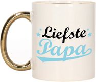 Bellatio Decorations Cadeau koffie/thee mok voor papa - blauw met gouden oor - de liefste - Vaderdag