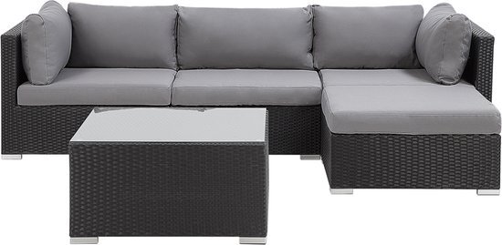 Beliani Loungeset wicker zwart SANO II