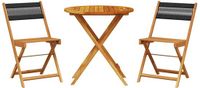 vidaXL 3-delige Bistroset, Zwart, Polypropeen en Massief Hout