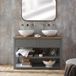 Hudson Reed meuble lavabo 121,5cm gris clair avec vasques à poser rondes | boutons classiques en bronze brossé | Startford
