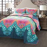 Lush Decor Omkeerbare 3-delige quilt beddengoed set, turkoois/marine, vol/koningin