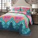 Lush Decor Omkeerbare 3-delige quilt beddengoed set, turkoois/marine, vol/koningin