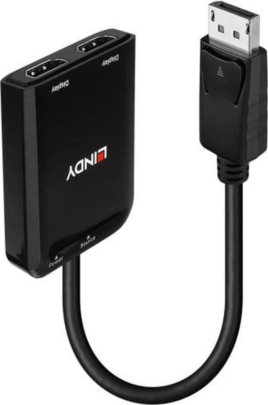 LINDY 38433 DisplayPort / HDMI Adapter [1x DisplayPort - 2x HDMI] Zwart 0 m