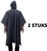 ESTARK Regenponcho TWEE Stuks - Herbruikbare poncho Zwart - Fietsponcho voor Dames en Heren - Regenjas - Hoge Kwaliteit - Poncho Herbruikbaar - Duurzaam - Poncho Zwart 2