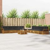 vidaXL Bank loungeset 8 zitplaatsen Natuurlijk en antraciet Acacia hout