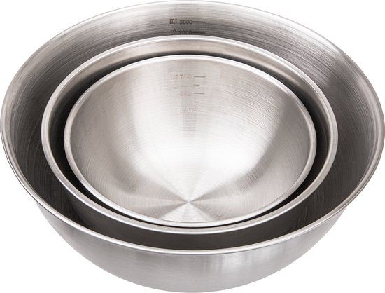 Krumble Beslagkommen – Kommen – Beslagkom – Mengkom – Kom – Mengkommen – RVS – Set van 3