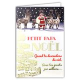 Kaart Afie Kerstkaart, kleine papa kerstman, als je uit de hemel gaat, met je speelgoed pro duizende papa kerstman afzuigkap geschenken rendier noten, muziek dragen, goudkleurig