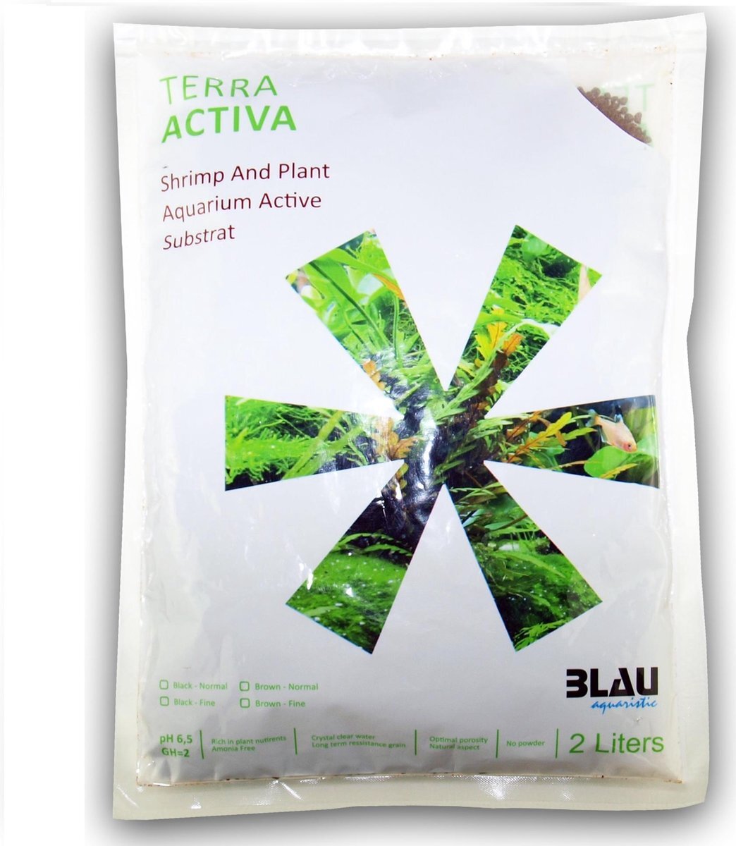 blau terra activa soil brown- 2 Liter - Aquarium Bodem - PH Verlagend